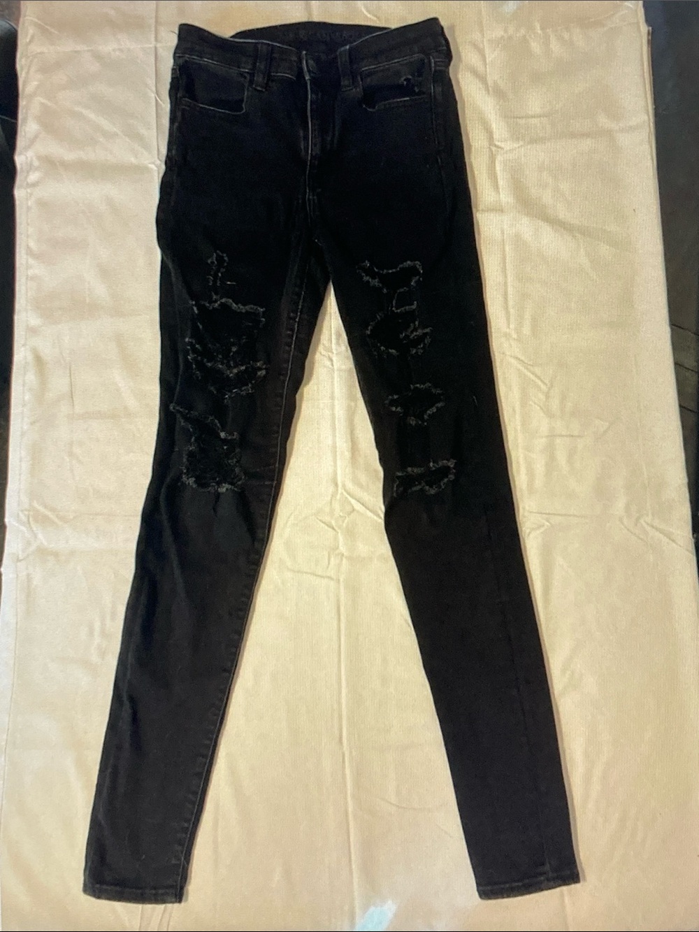American Eagle Outfitters Black Ripped Skinny Jeans